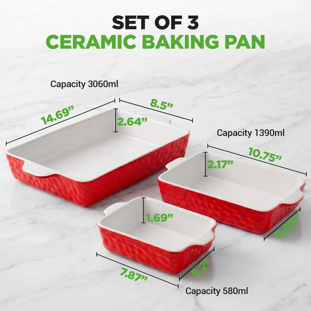 Nutrichef plats céramique four rouges lot de 3