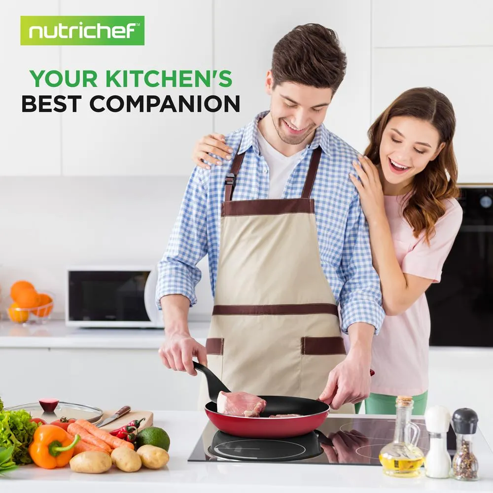 Nutrichef batterie cuisine antiadhésive rouge 13 pièces