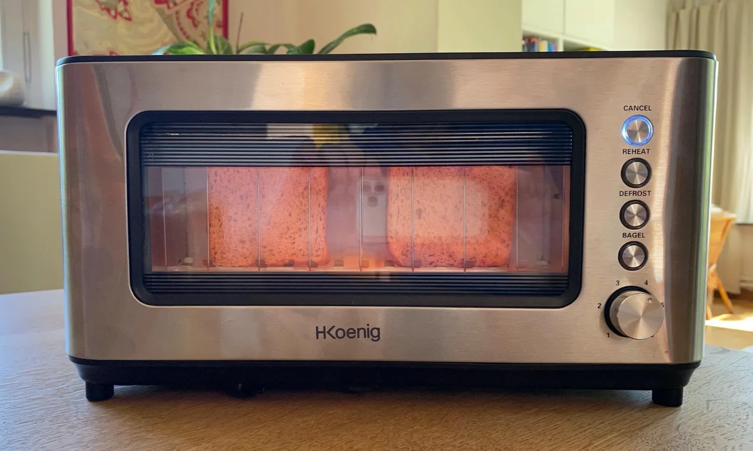 H.Koenig VIEW7 grille-pain vitré 2 tranches inox 1200W