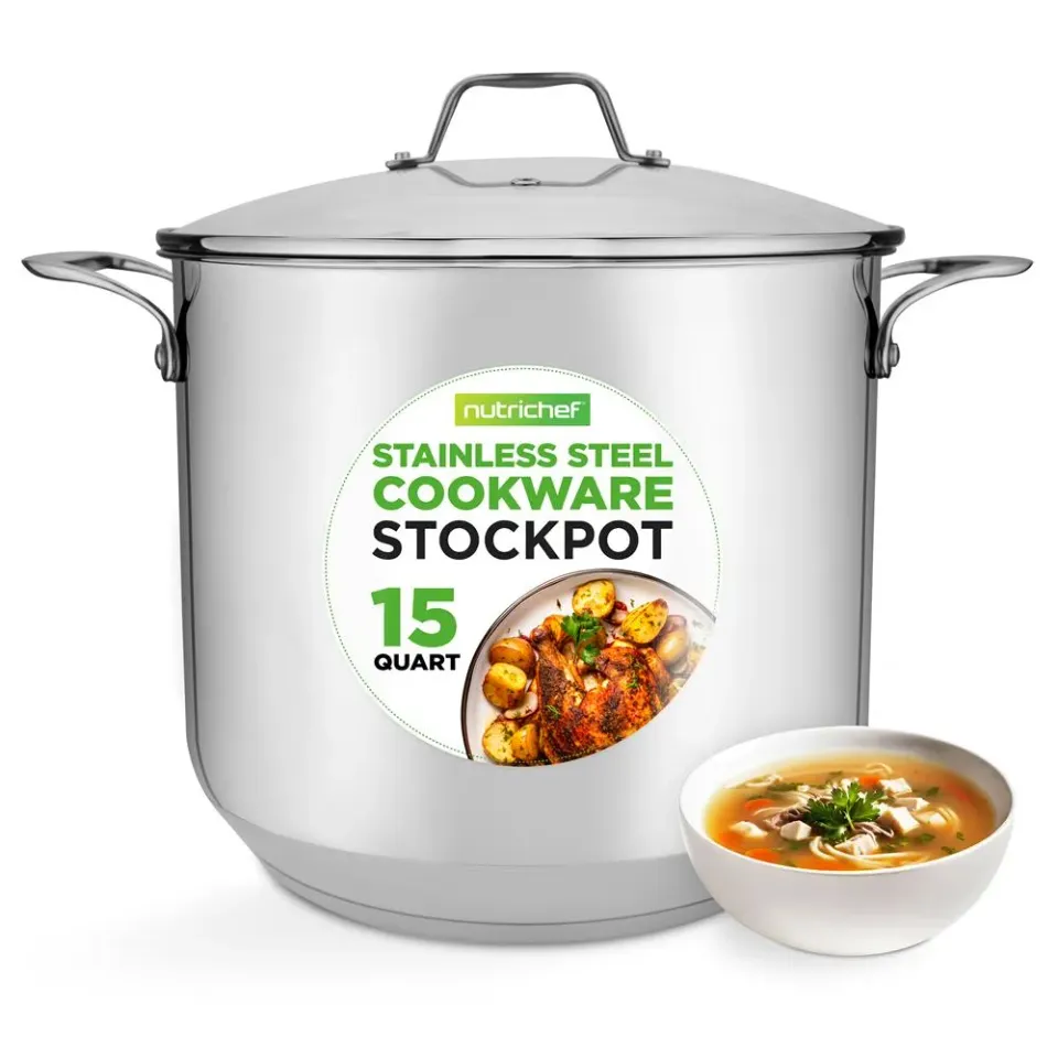 Nutrichef faitout inox 15 QT induction couvercle verre