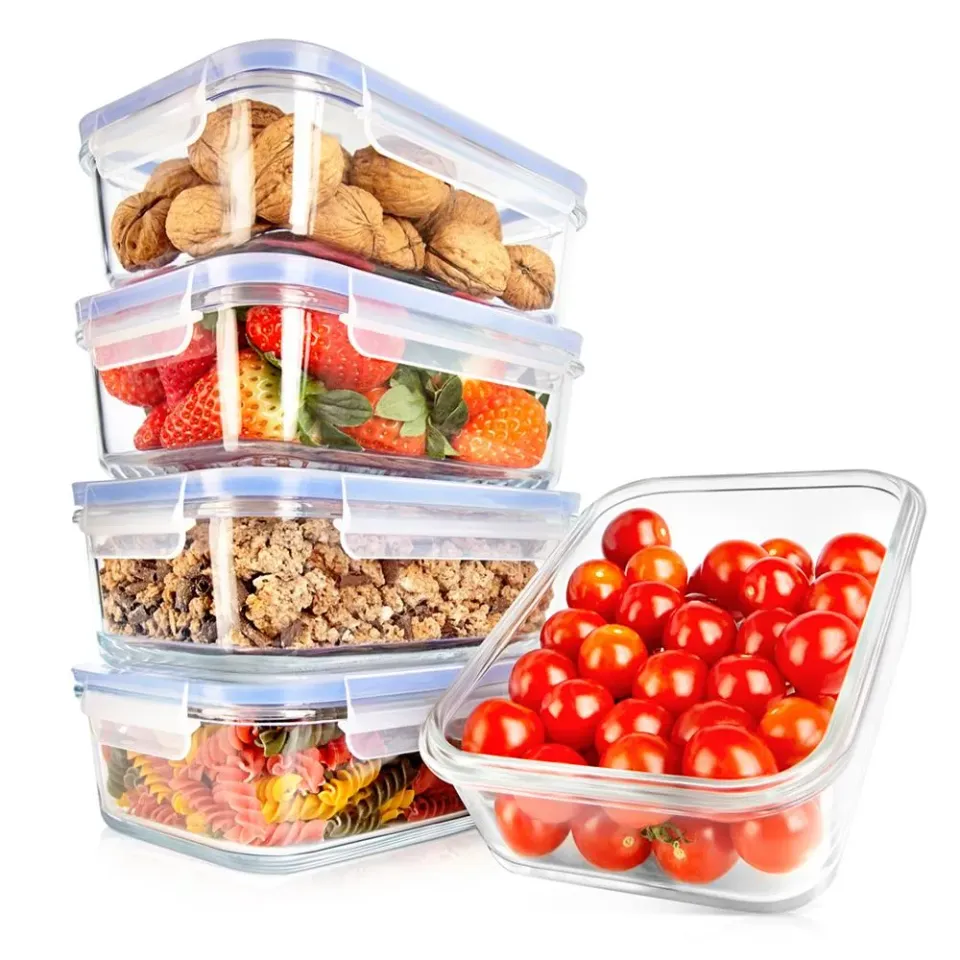 Nutrichef set 10 boîtes verre borosilicate 850 ml bleu