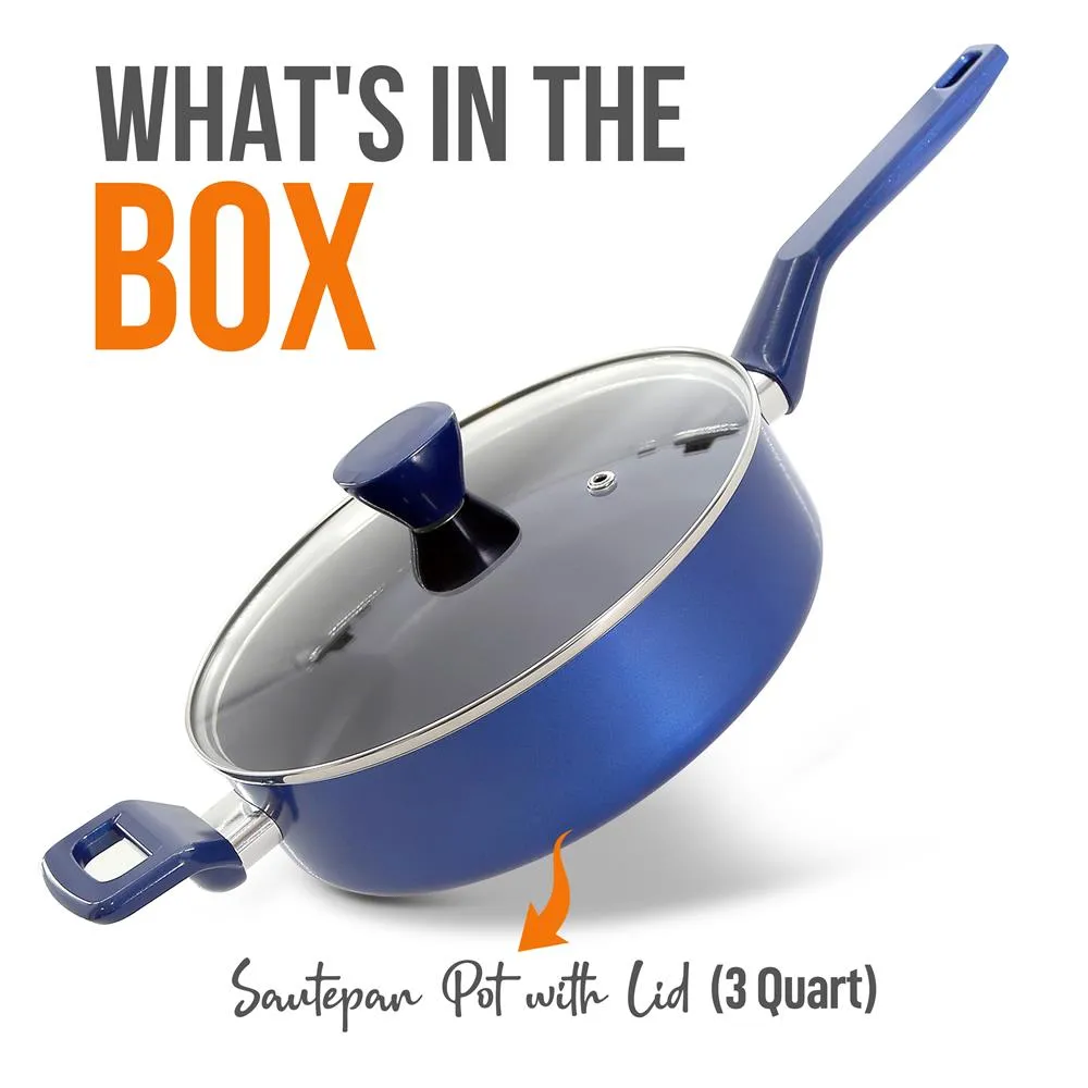 Nutrichef Sauteuse 3 Qt antiadhésive avec couvercle