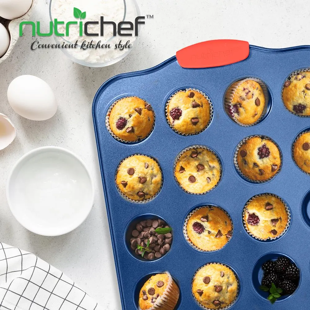 Nutrichef moule muffin 24 alvéoles bleu silicone