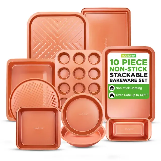 Nutrichef set 10 moules pâtisserie antiadhésif cuivre