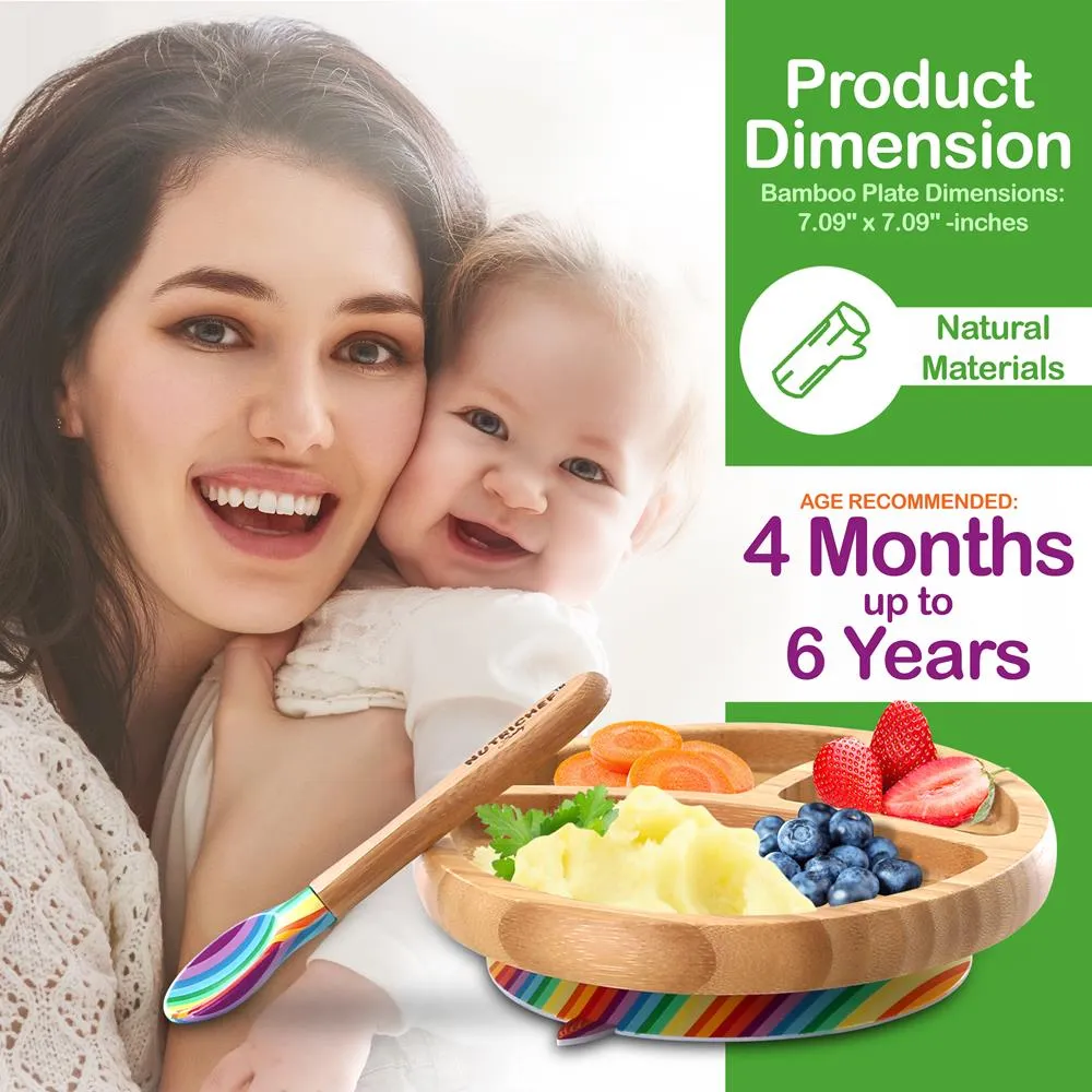 Nutrichef assiette bébé ventouse 3 compartiments + cuillère