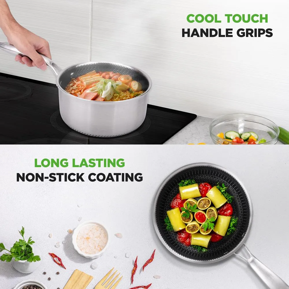 Nutrichef NC3PSP casserole inox antiadhésive 2 QT + couvercle