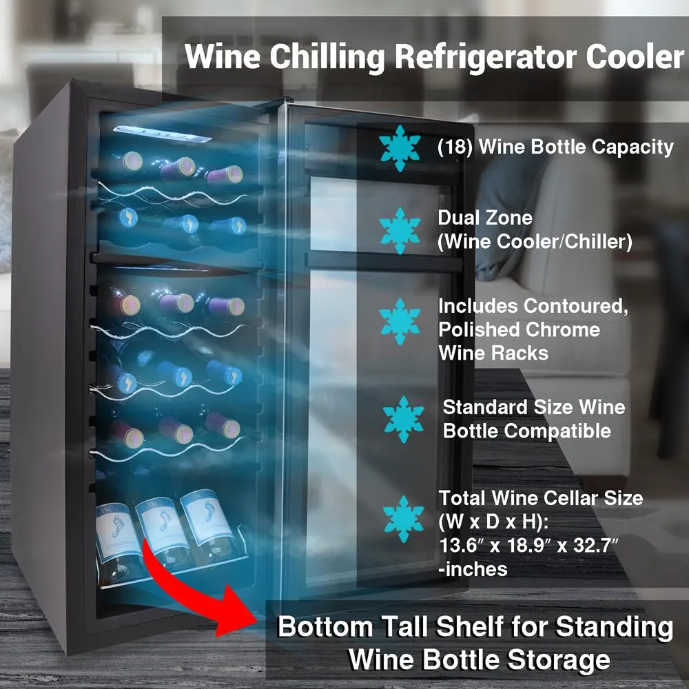 Nutrichef cave à vin 18 bouteilles inox 50,9 L