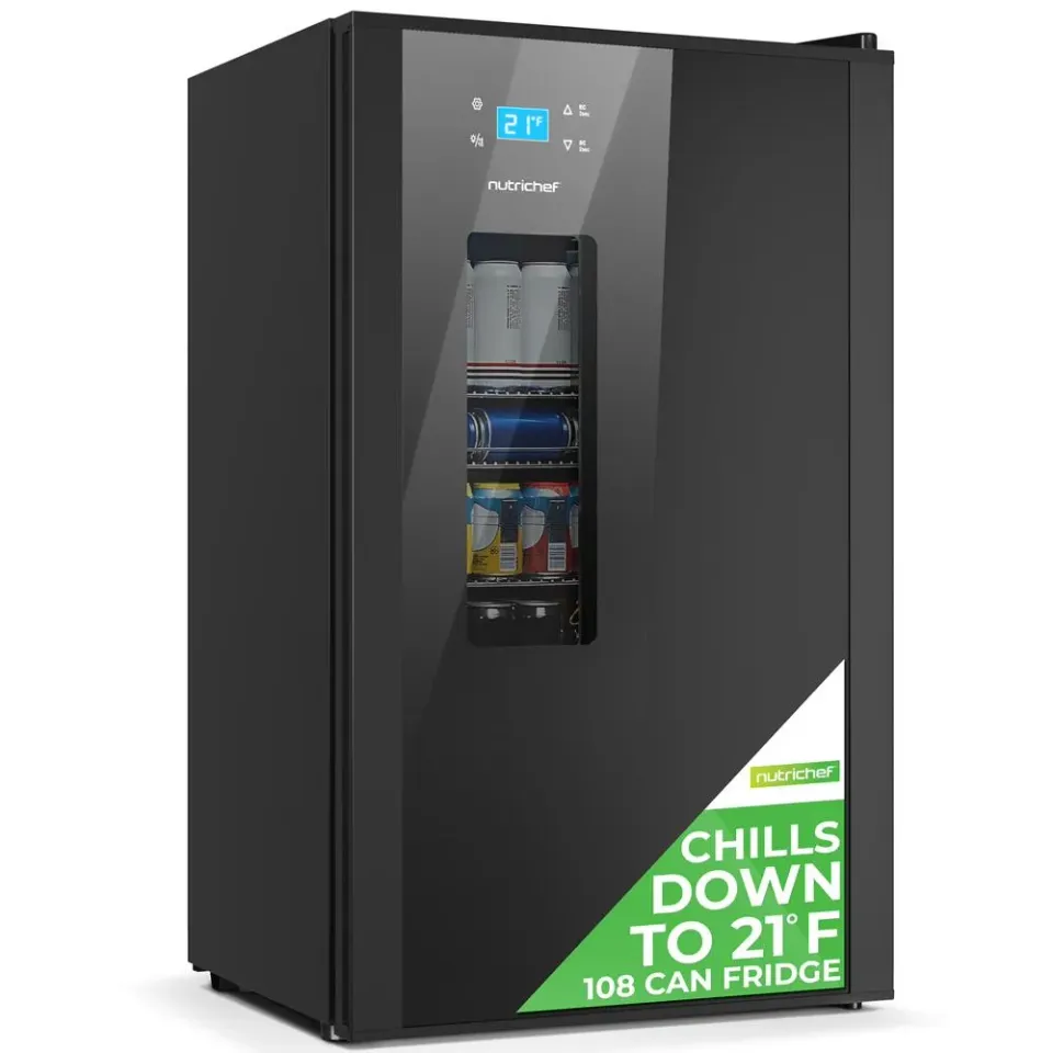 Nutrichef Mini Frigo Boissons 108 Canettes Porte Vitrée