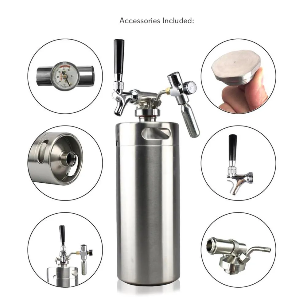Nutrichef PKBRTP100 mini fût à bière 128 oz inox CO2