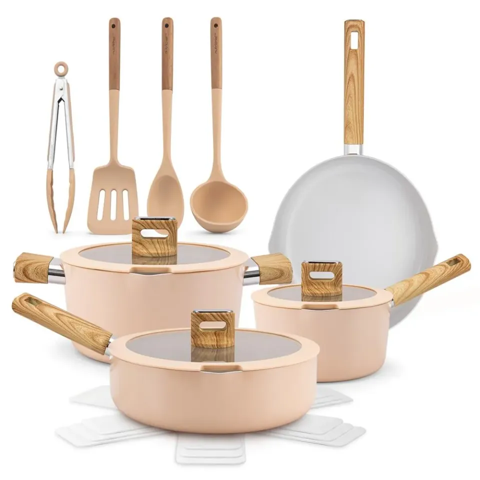 Nutrichef batterie cuisine 11 pièces antiadhésive marbrée