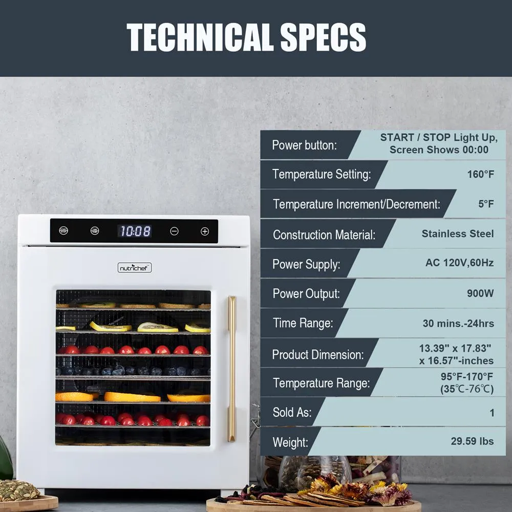 Nutrichef NCFD10WH déshydrateur 10 plateaux inox 900W