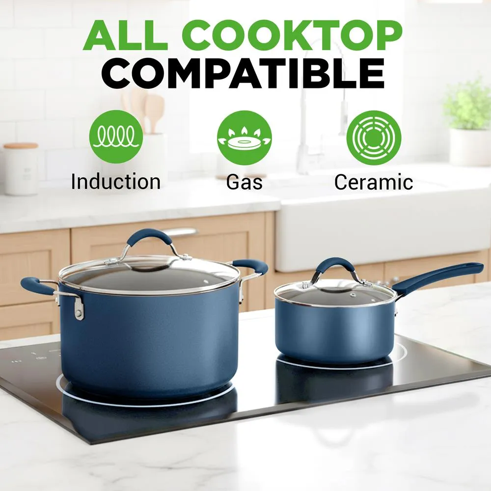 Nutrichef batterie cuisine 20 pièces antiadhésive bleu