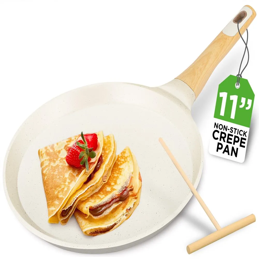 Nutrichef Crêpière antiadhésive 11 pouces marbre blanc