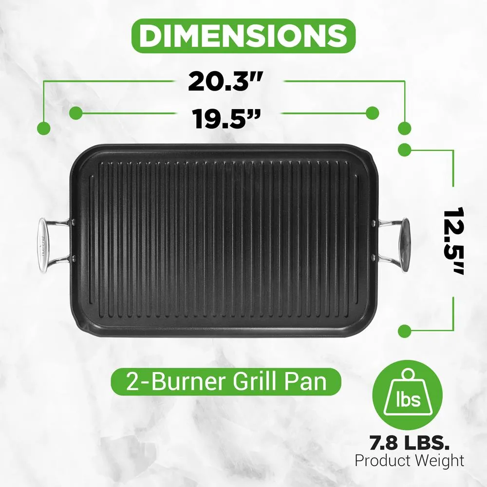 Nutrichef NCGRP59 poêle grill antiadhésive double brûleur