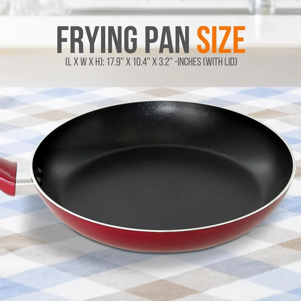 Nutrichef Poêle Antiadhésive 25 cm Rouge