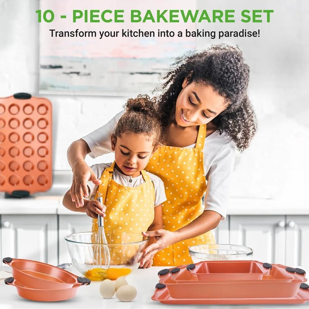 Nutrichef set 10 moules pâtisserie antiadhésifs poignées bleues
