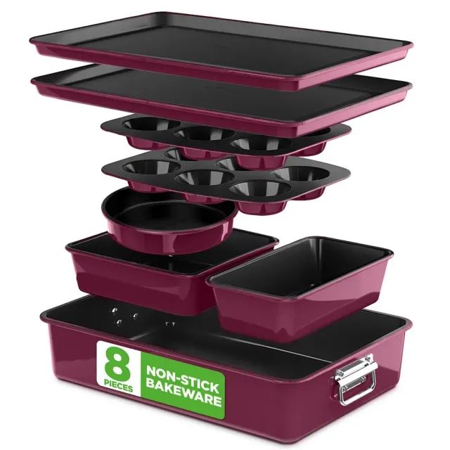Nutrichef moules pâtisserie antiadhésifs 8 pièces violet empilable