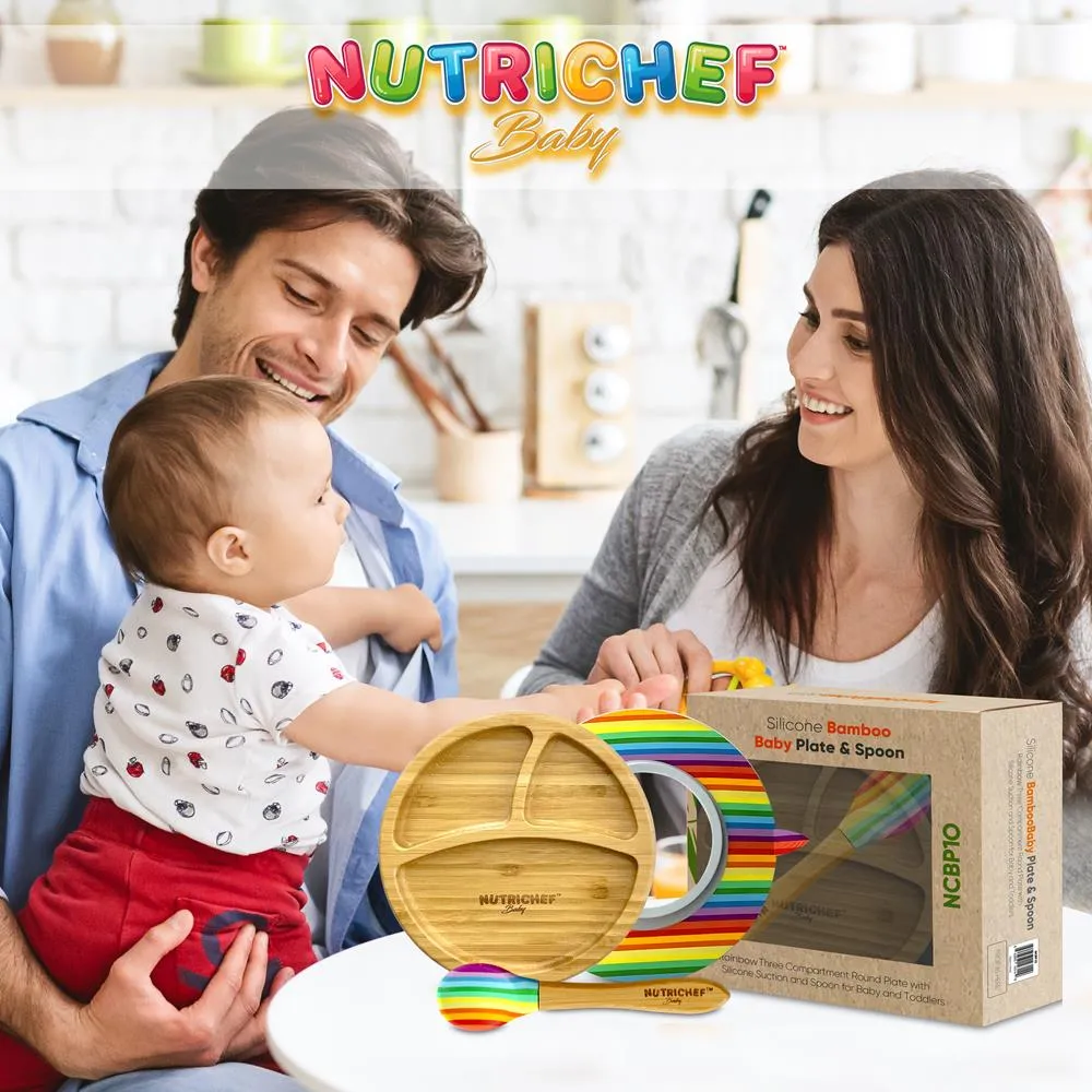 Nutrichef assiette bébé ventouse 3 compartiments + cuillère