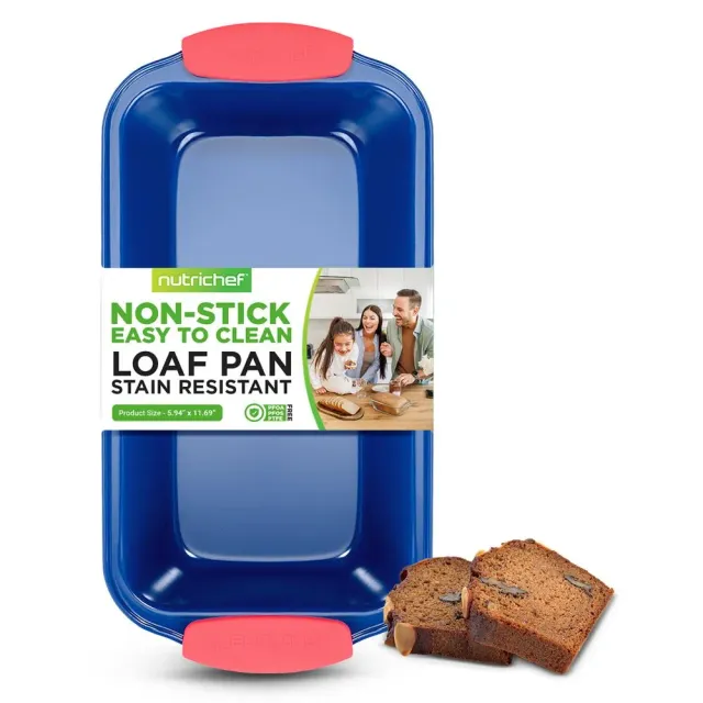 Nutrichef moule à cake antiadhésif bleu silicone