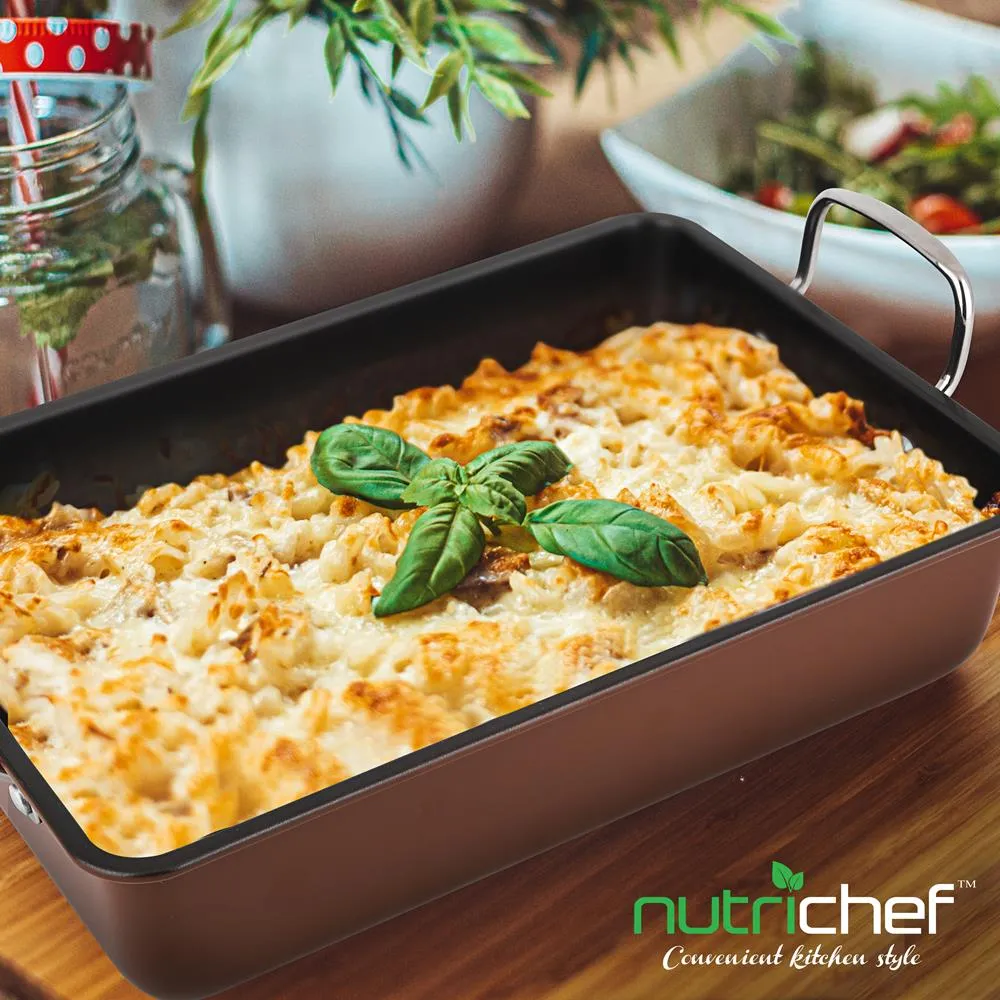 Nutrichef plat à rôtir antiadhésif acier avec anses