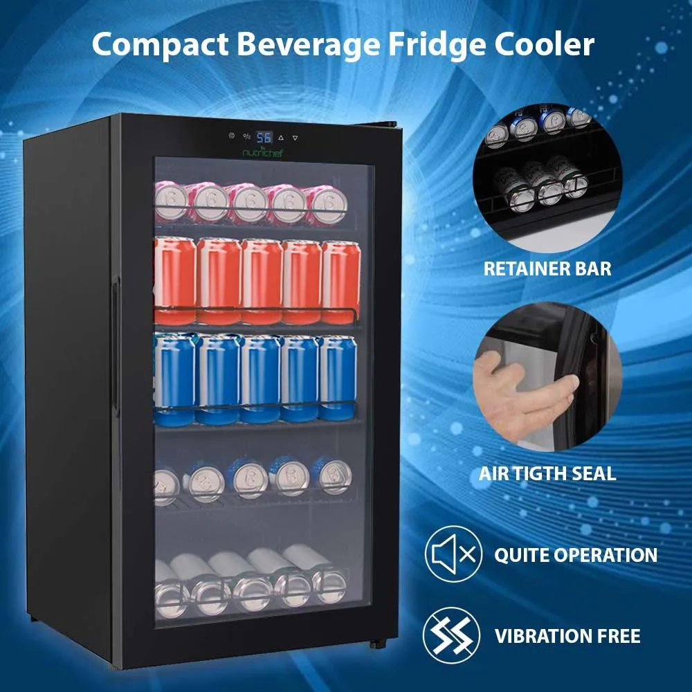 Nutrichef mini frigo boissons 132 canettes porte vitrée