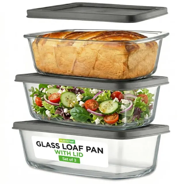 Nutrichef plat à cake verre lot 3 couvercles hermétiques