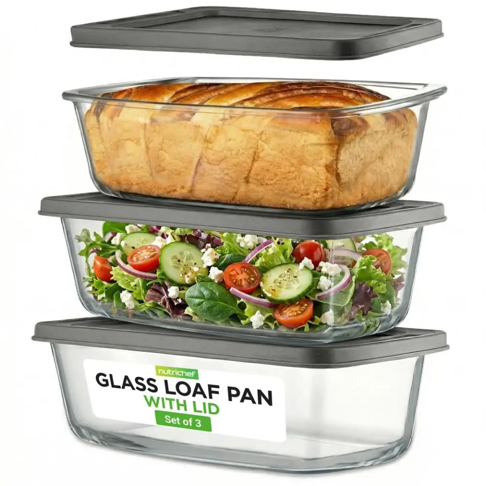 Nutrichef plat à cake verre lot 3 couvercles hermétiques