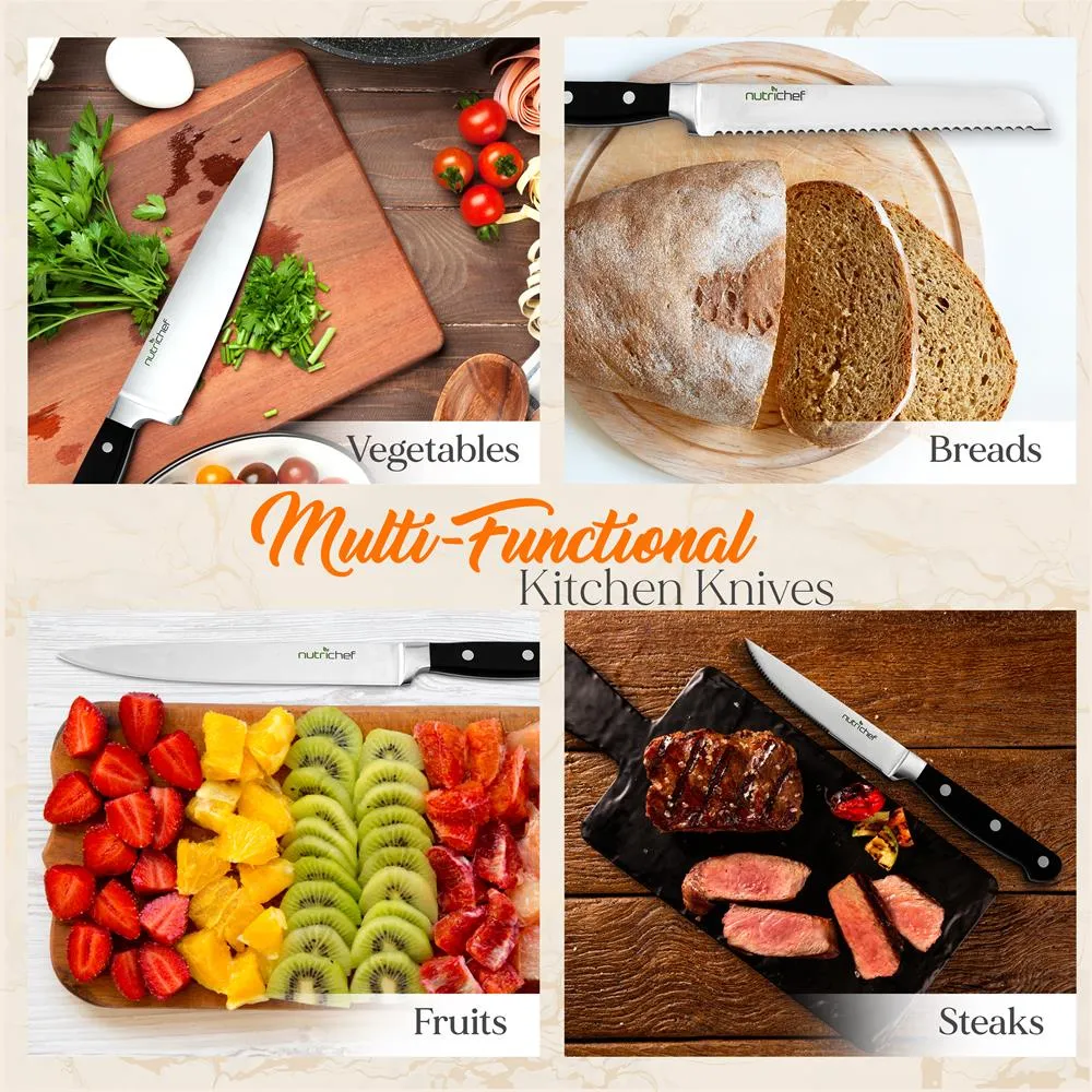 Nutrichef set couteaux 13 pièces bloc affûteur acier