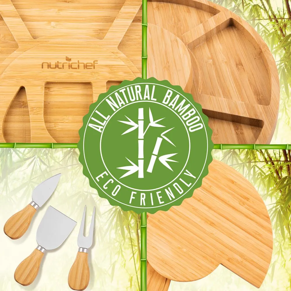 Nutrichef plateau fromage bambou rond 33 cm 10 pièces