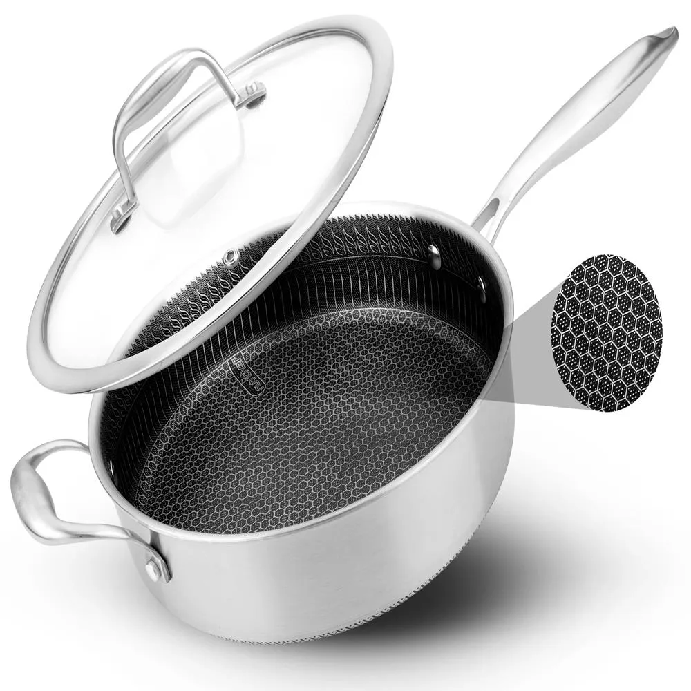 Nutrichef Sauteuse inox antiadhésive 3,2 L avec couvercle