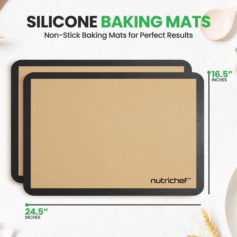 Nutrichef Tapis de Cuisson Silicone Antiadhésif Lot de 2 Grande Taille