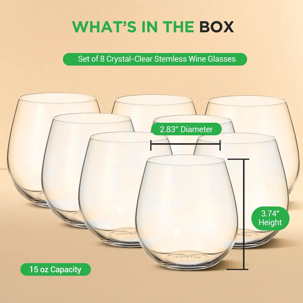 Nutrichef verres à vin sans pied 450 ml lot de 8 cristal