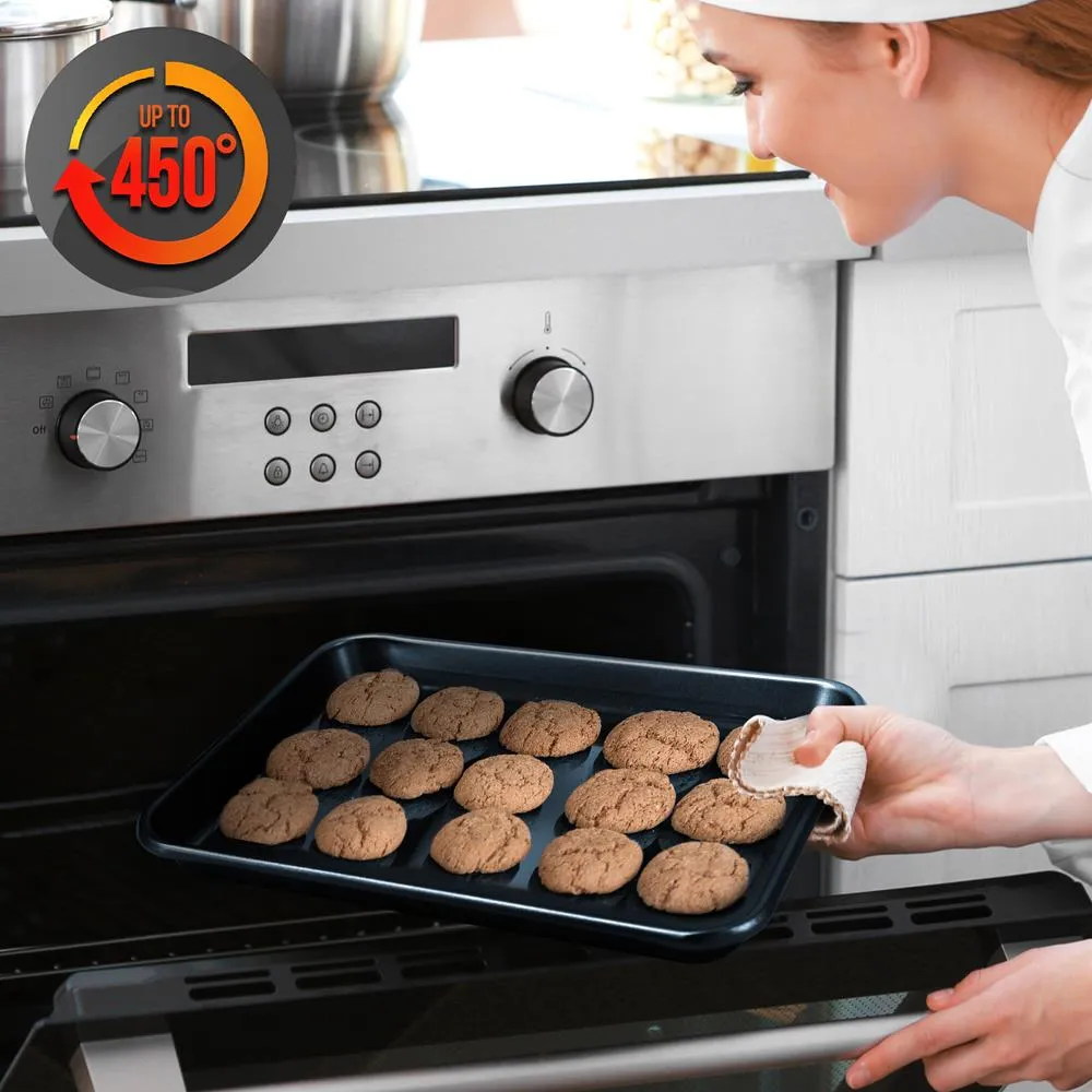 Nutrichef lot 2 plats de cuisson antiadhésifs bleus acier