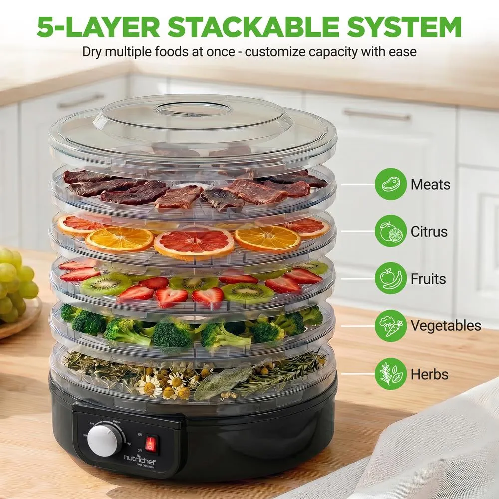 Nutrichef déshydrateur alimentaire électrique 5 plateaux noir
