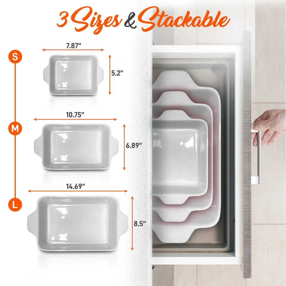 Nutrichef Lot 3 plats gratin céramique gris rectangulaires