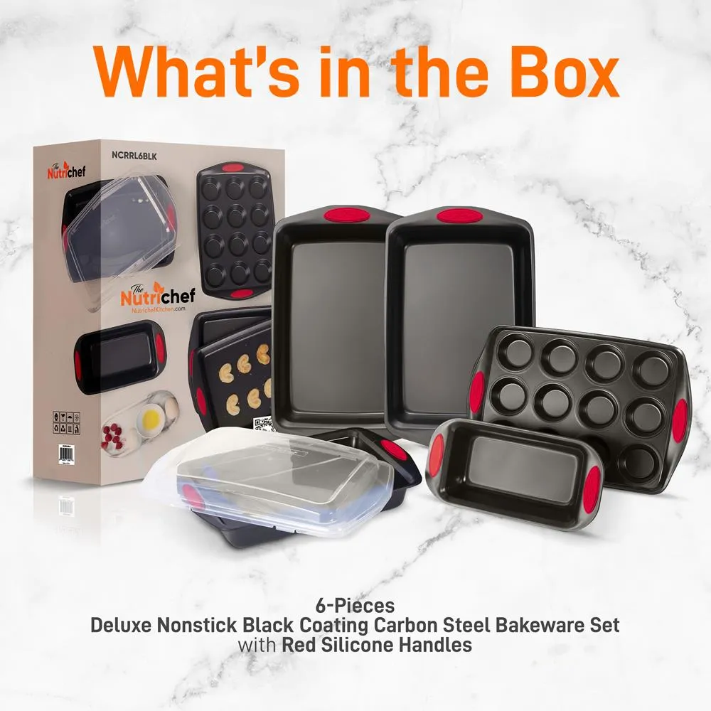 Nutrichef set moules pâtisserie 6 pièces poignées rouges