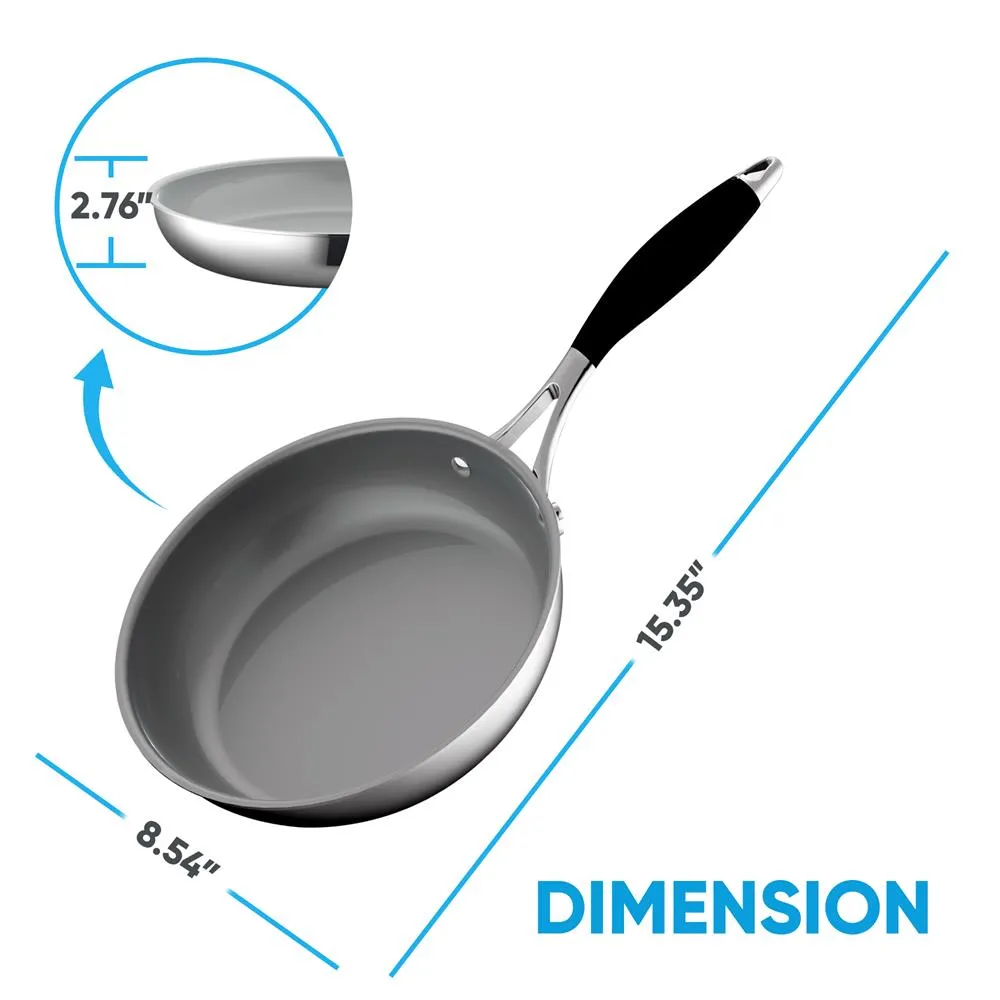 Nutrichef poêle inox 8 pouces revêtement céramique