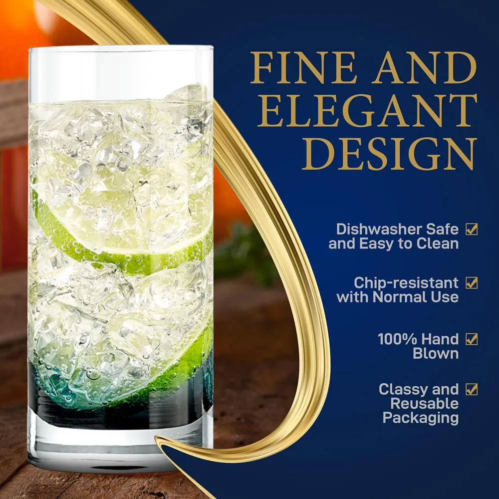 Nutrichef verres highball cristal 12,5 Oz lot de 2