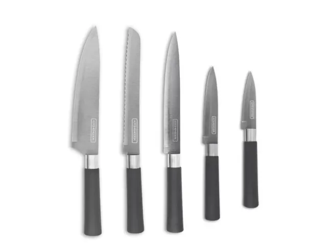 Kitchencook Slate lot 5 couteaux inox socle noir