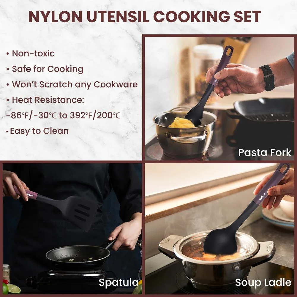 Nutrichef set 3 ustensiles cuisine nylon résistant 200°C