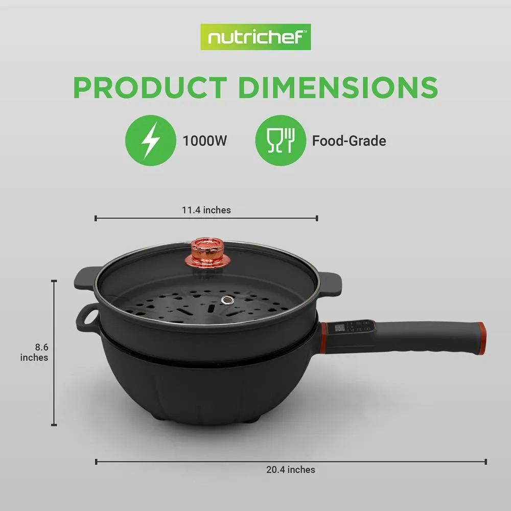 Nutrichef poêle électrique 4 L + steamer tactile