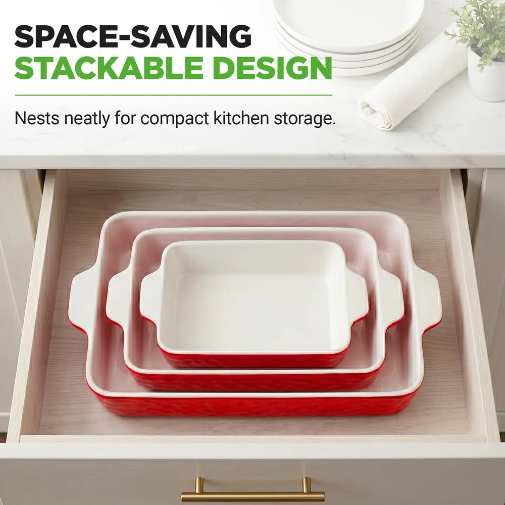 Nutrichef plats céramique four rouges lot de 3