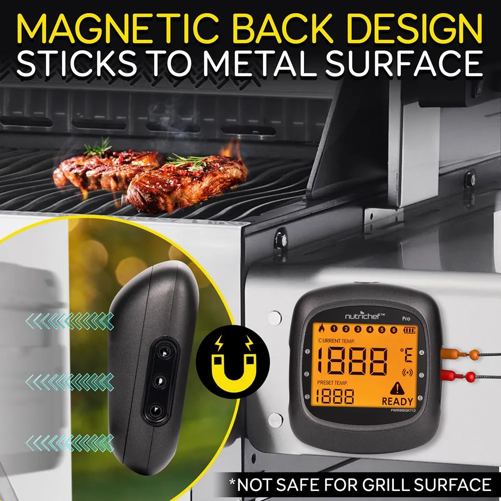 Nutrichef thermomètre barbecue bluetooth 2 sondes LCD inox