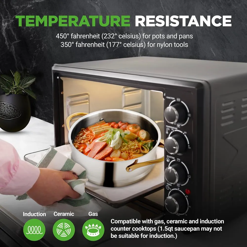 Nutrichef NCSTS16 batterie de cuisine inox 16 pièces doré