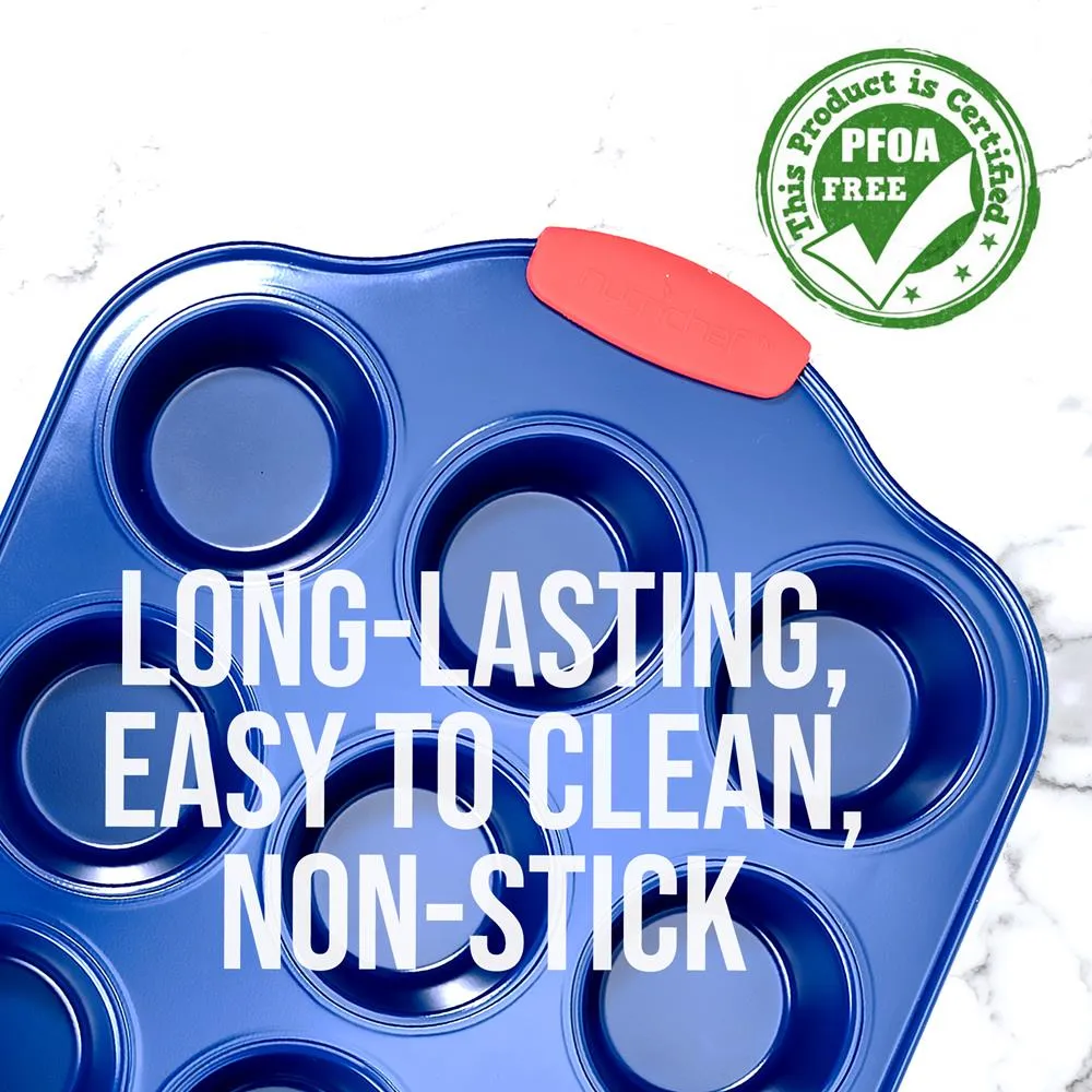 Nutrichef moule 12 muffins bleu antiadhésif silicone