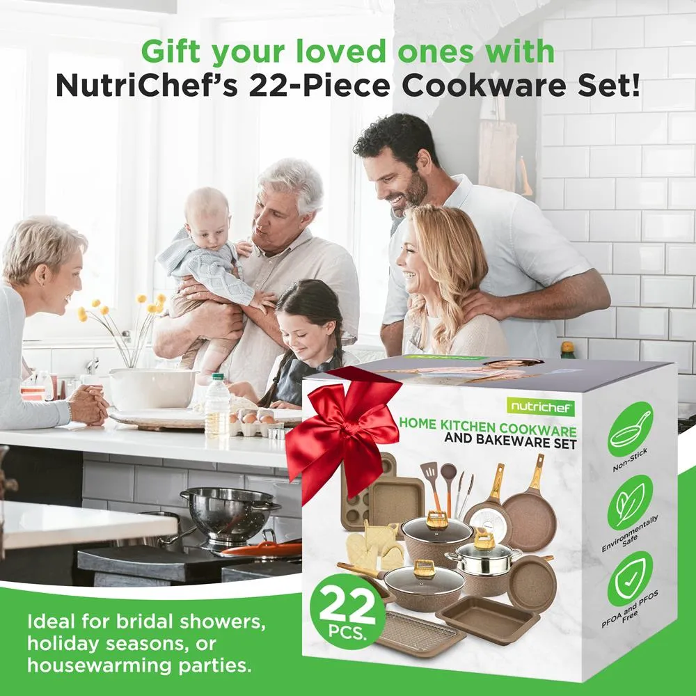 Nutrichef batterie cuisine 22 pièces marbre bordeaux