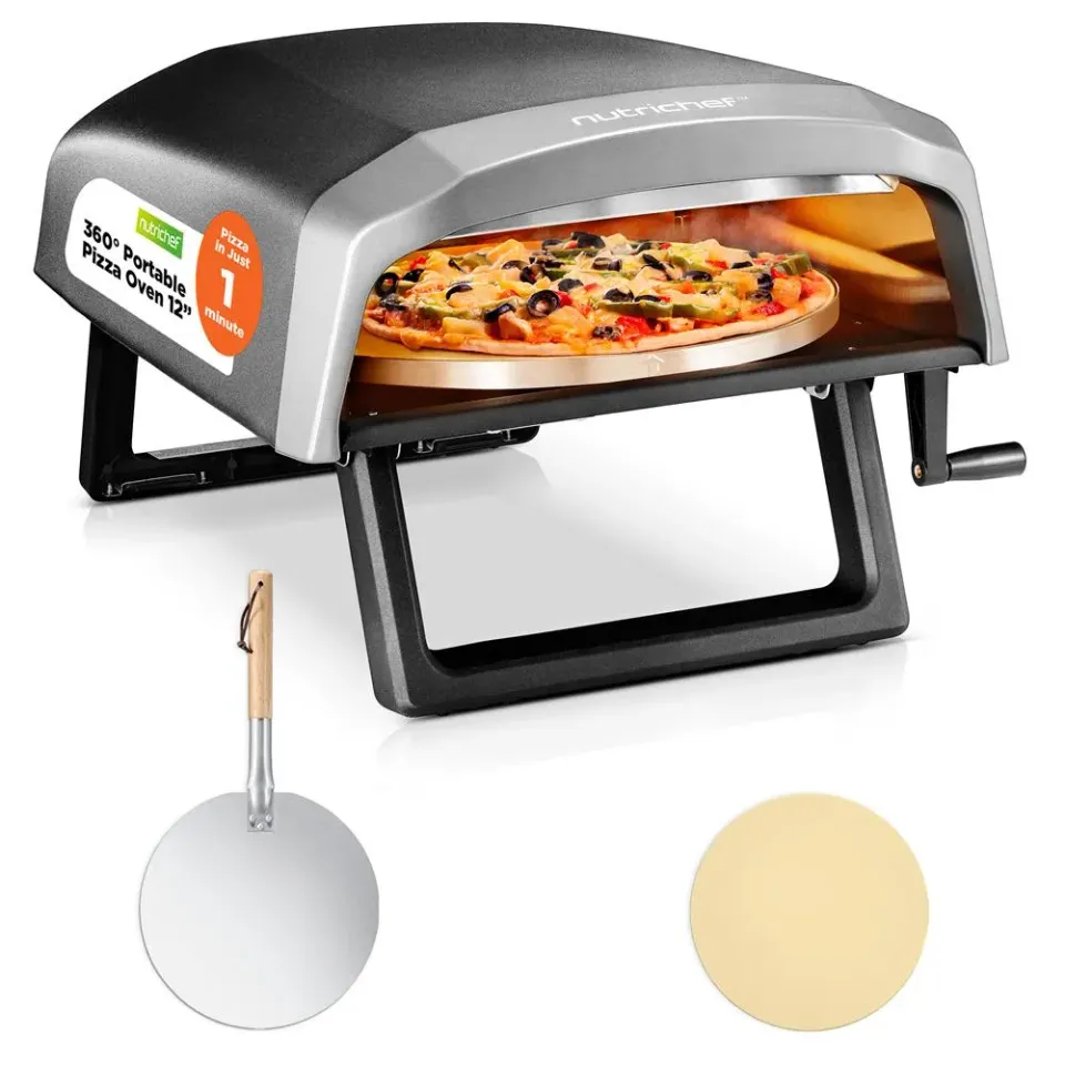 Nutrichef Four Pizza Extérieur Gaz Pierre Rotative 30 cm