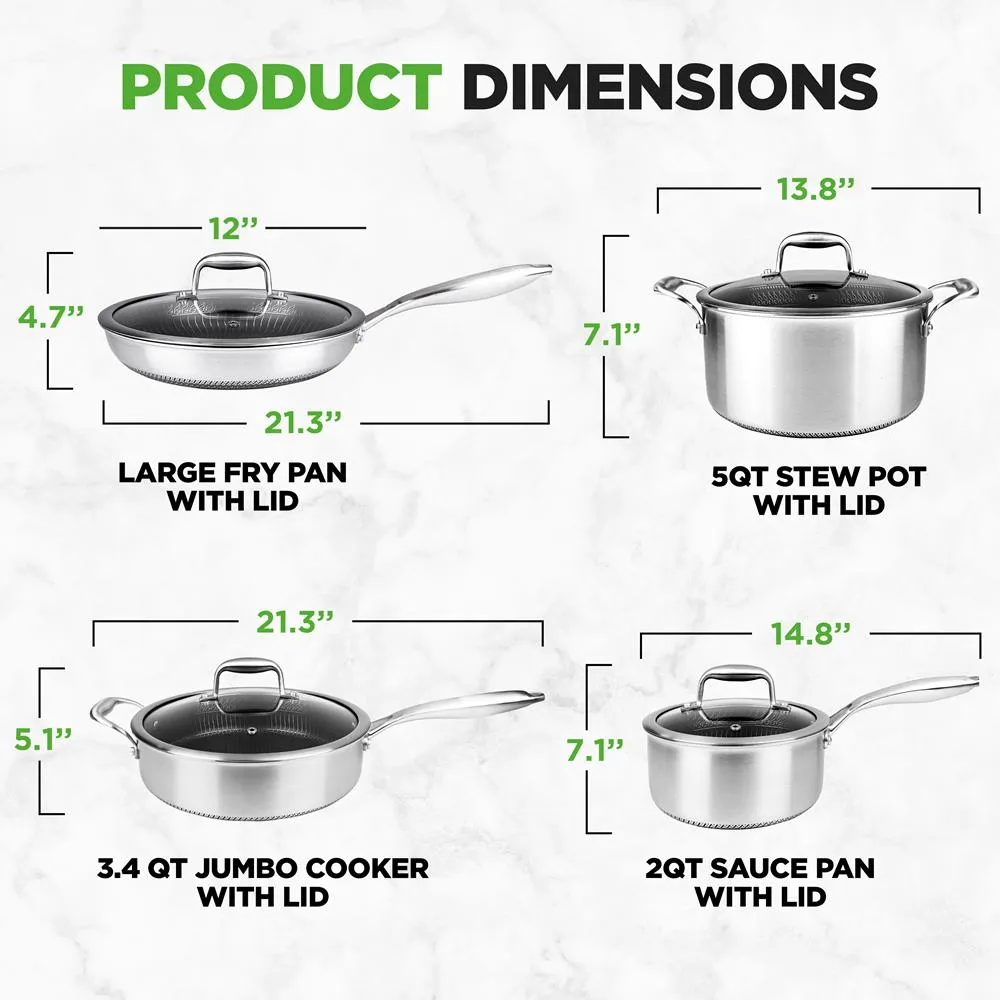 Nutrichef NC3PLY8Z batterie cuisine inox triply 8 pièces