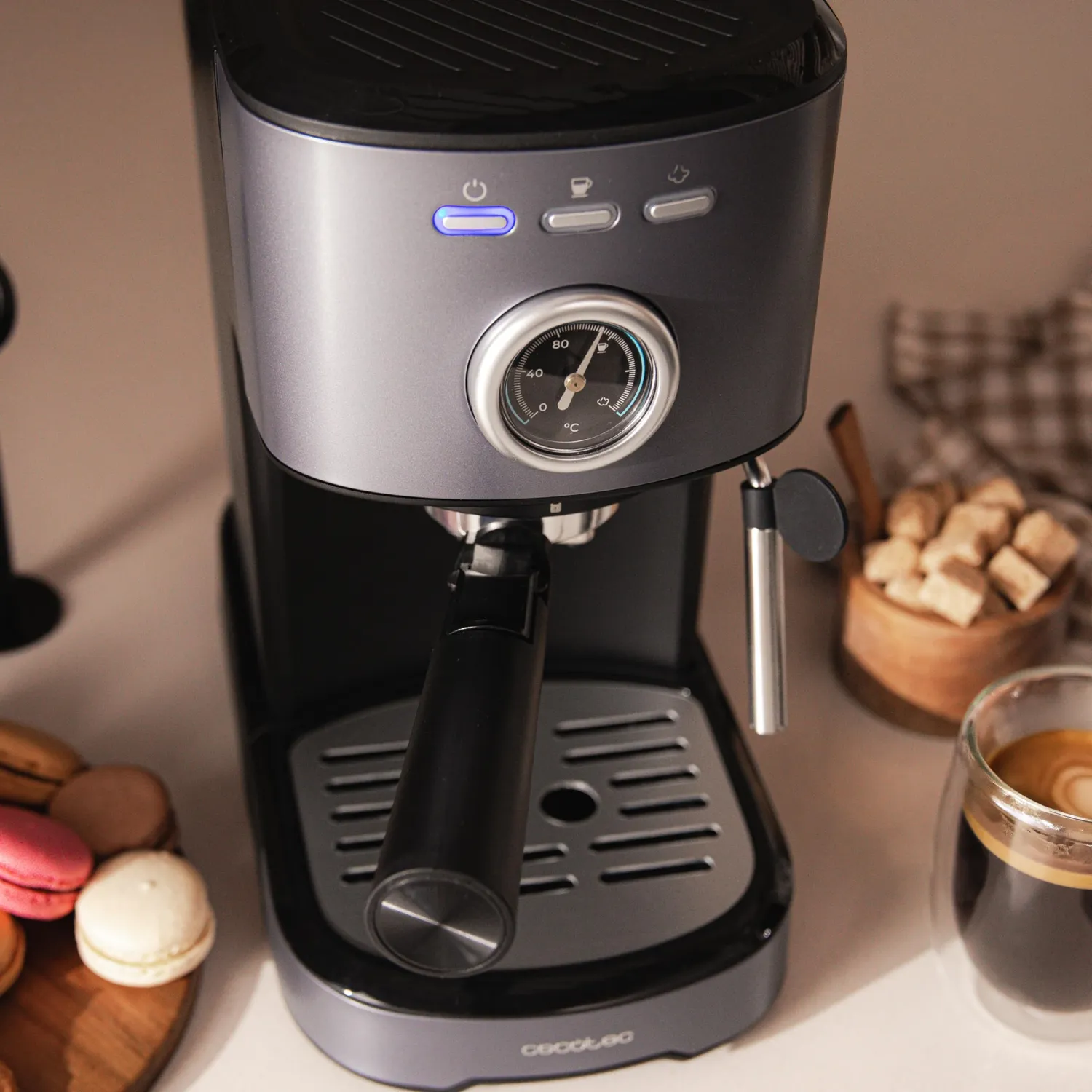 Cecotec Power Espresso 20 Pecan Steel machine expresso acier 20 bars
