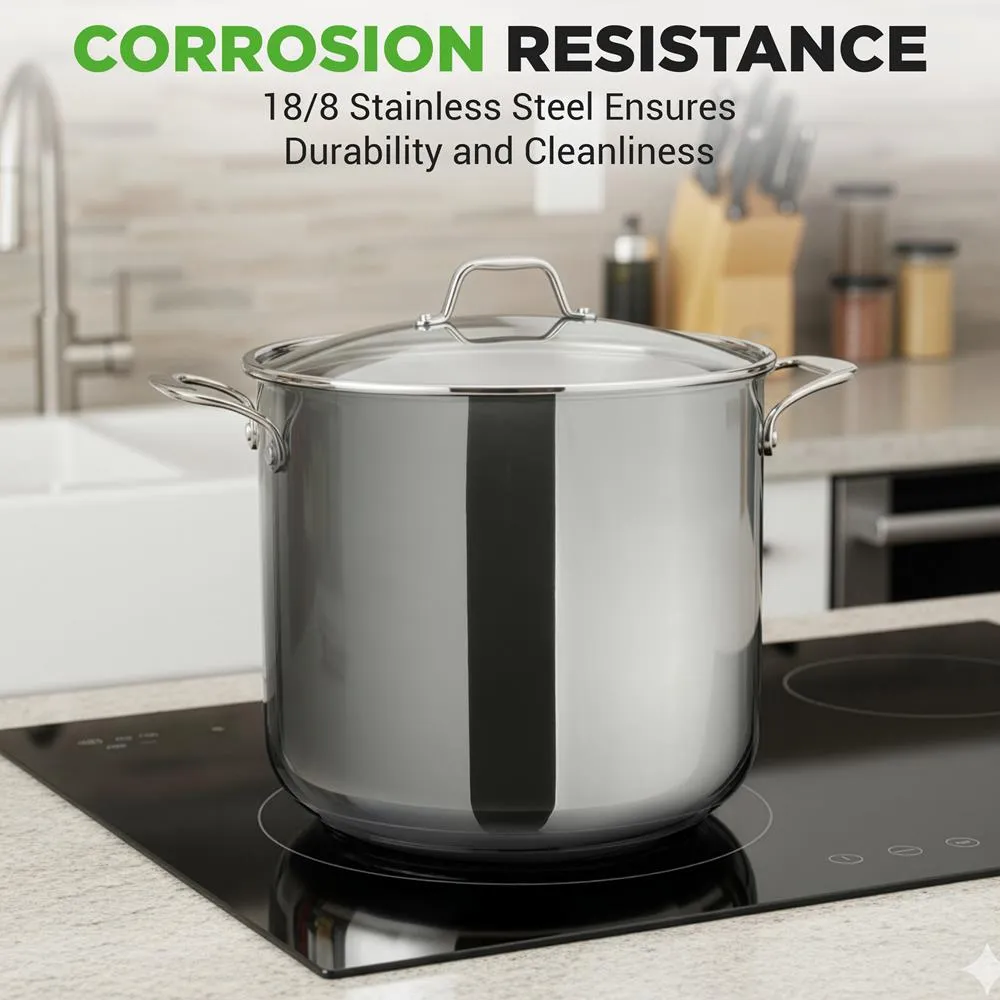 Nutrichef Faitout inox 19 Qt avec couvercle verre induction
